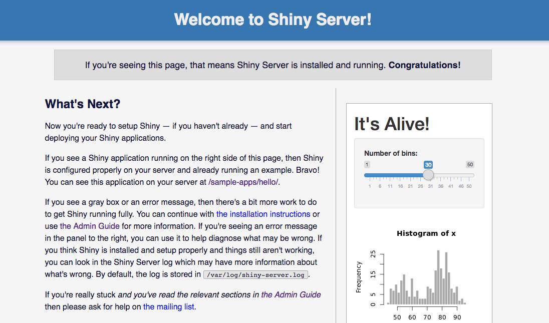 Shiny Server Welcome Page